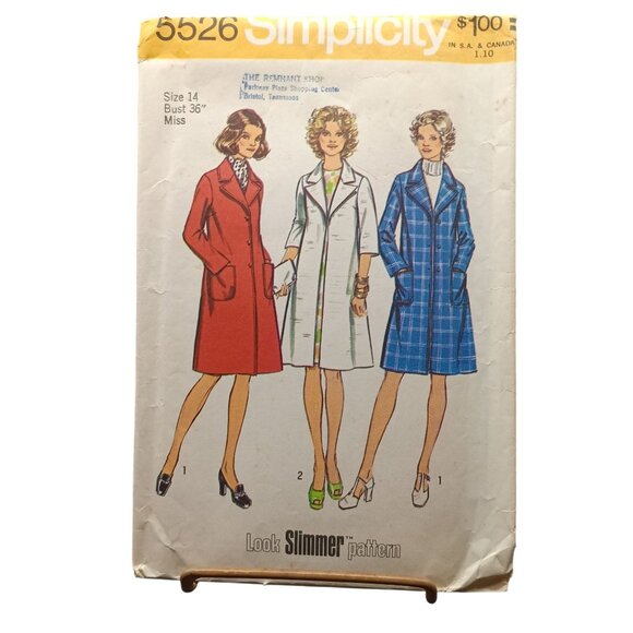 Vintage Simplicity 5526 Sewing Pattern Misses Slimmer Look Coat Size 14 Bust 36 - Picture 1 of 2
